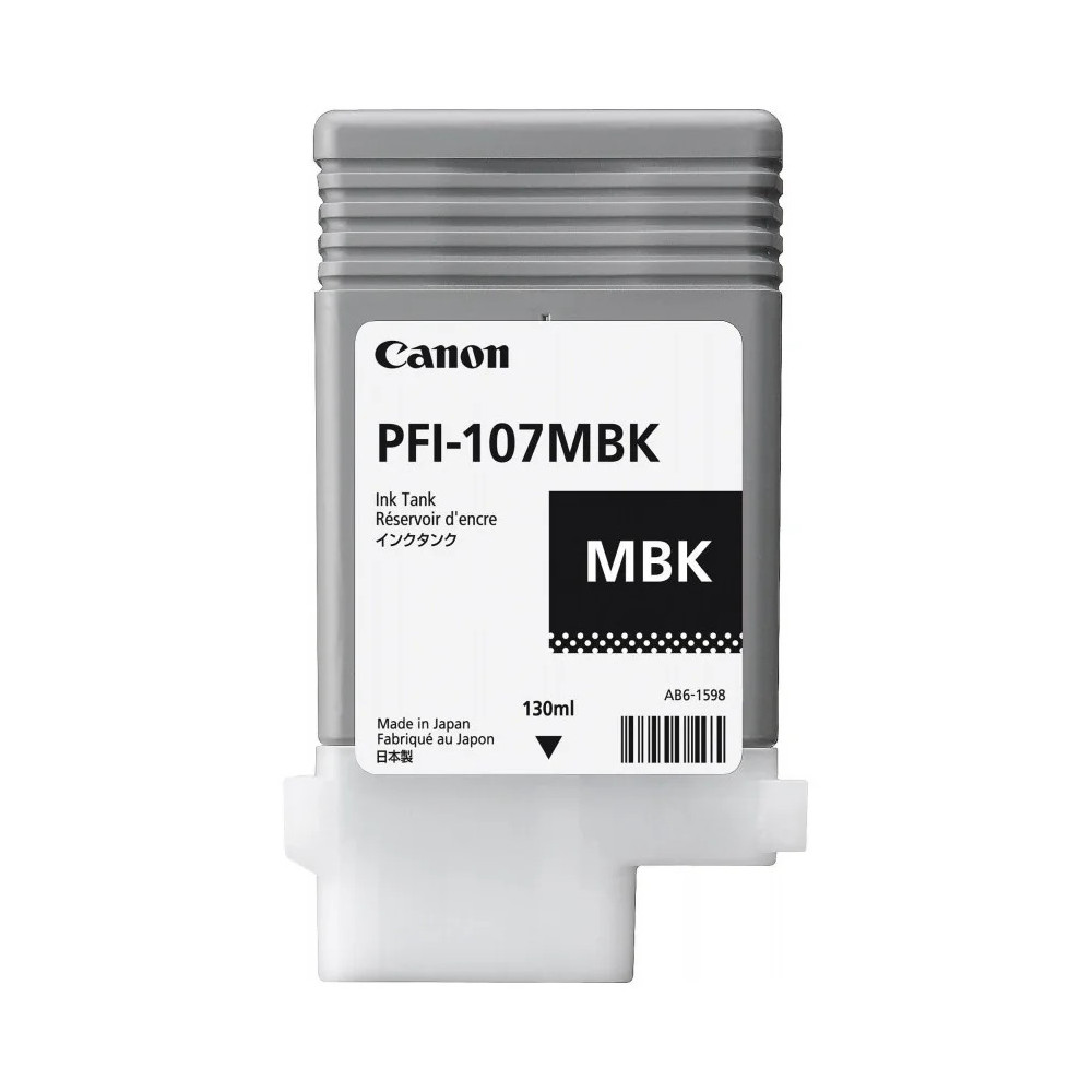 CANON PFI-107 MBK NOIR MAT - CARTOUCHE D'ENCRE CANON D'ORIGINE (6704B001AA)