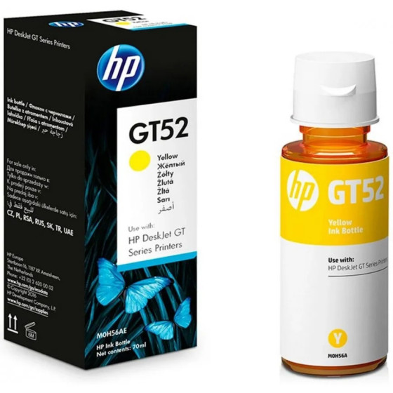 HP GT52 JAUNE - BOUTEILLE D'ENCRE HP D'ORIGINE