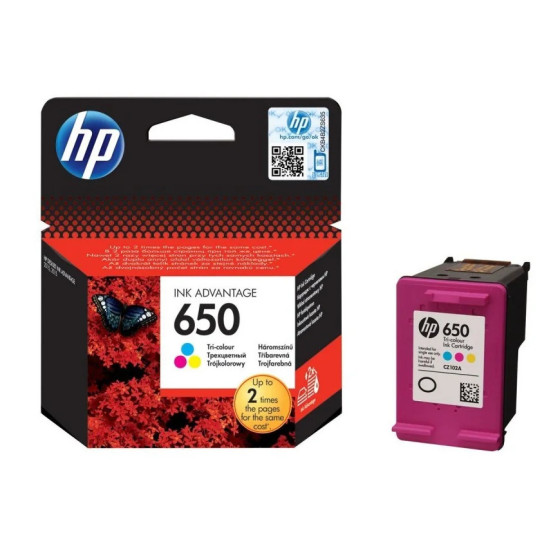 HP 650 TROIS COULEURS - CARTOUCHE D'ENCRE HP D'ORIGINE (CZ102AE)