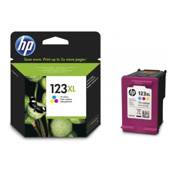 HP 123XL TROIS COULEURS - CARTOUCHE D'ENCRE GRANDE CAPACITÉ HP D'ORIGINE (F6V18AE)