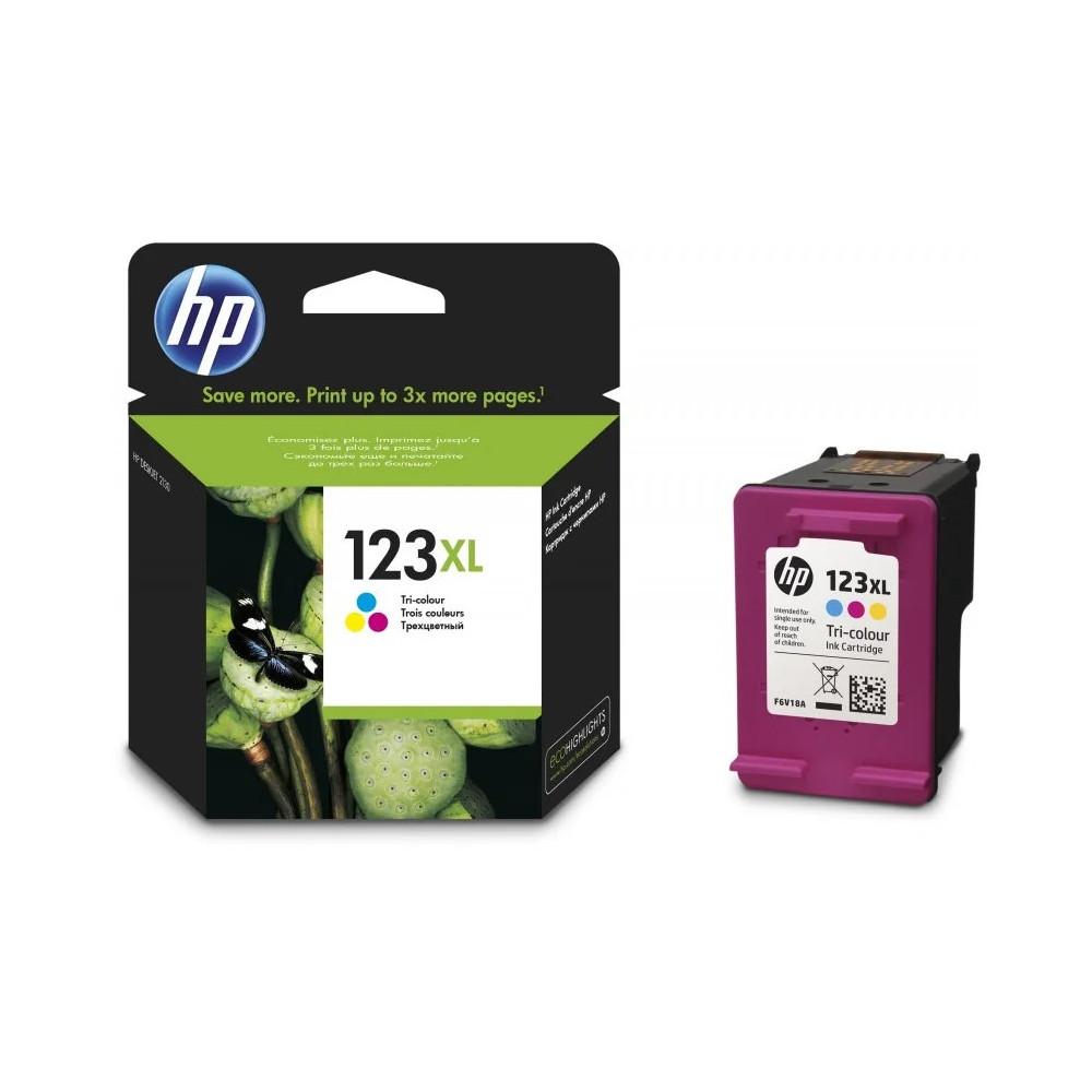 HP 123XL TROIS COULEURS - CARTOUCHE D'ENCRE GRANDE CAPACITÉ HP D'ORIGINE (F6V18AE)