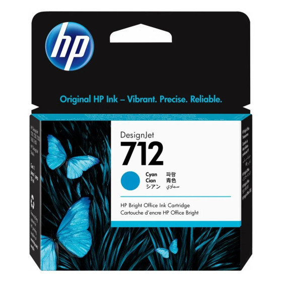 HP 712 CYAN - CARTOUCHE D'ENCRE HP D'ORIGINE (3ED67A)