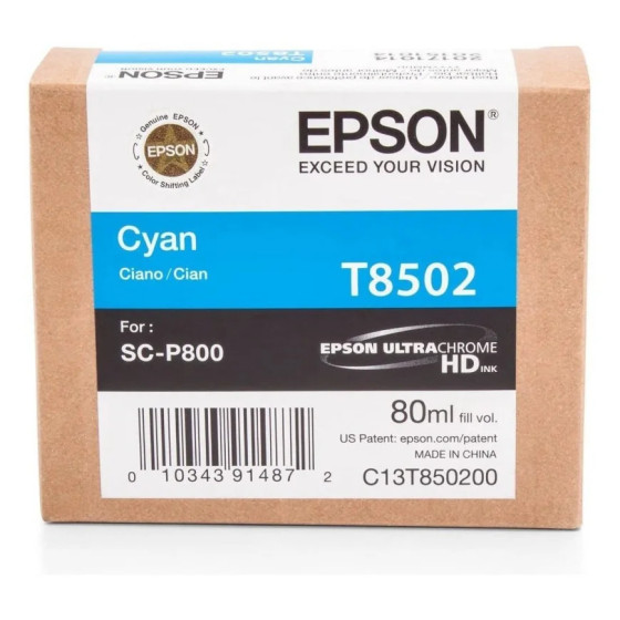 Epson T8502 Cyan - Cartouche d'encre Epson d'origine (C13T850200)