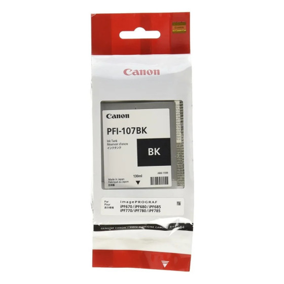 CANON PFI-107BK 130 ML - BOUTEILLE D'ENCRE CANON D'ORIGINE (6705B001AA)