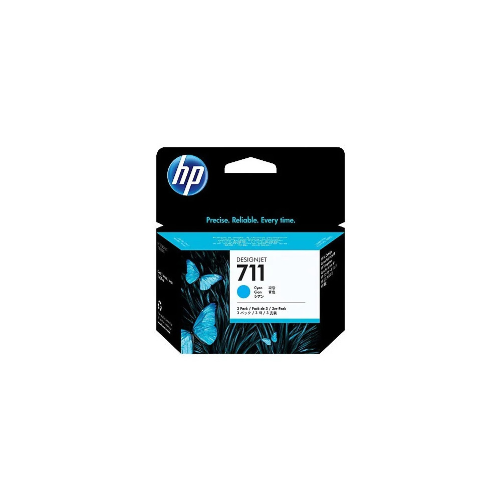 HP 711 CYAN - PACK DE 3 CARTOUCHES D'ENCRE HP D'ORIGINE (CZ134A)