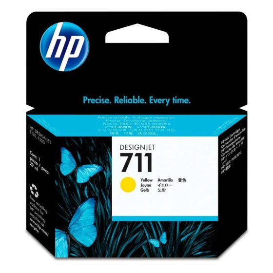 HP 711 JAUNE - CARTOUCHE D'ENCRE HP D'ORIGINE (CZ132A)
