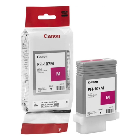 CANON PFI-107 MAGENTA - BOUTEILLE D'ENCRE CANON D'ORIGINE (6707B001AA)
