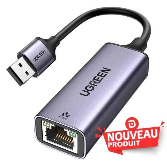 Ugreen Adap Aliminium USB 3.0 to RJ45 GRIS | Rightech.ma | Matériel...