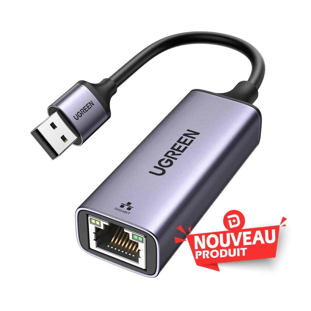 Ugreen Adap Aliminium USB 3.0 to RJ45 GRIS | Rightech.ma | Matériel...