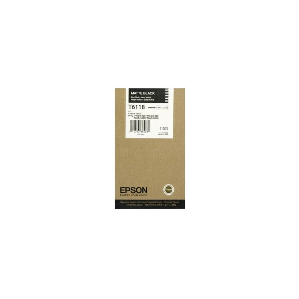 CARTOUCHE EPSON PIGMENT NOIR MAT POUR IMPRIMANTES STYLUS PRO 74XX/78XX/94XX/98XX (110ML)(C13T611800)