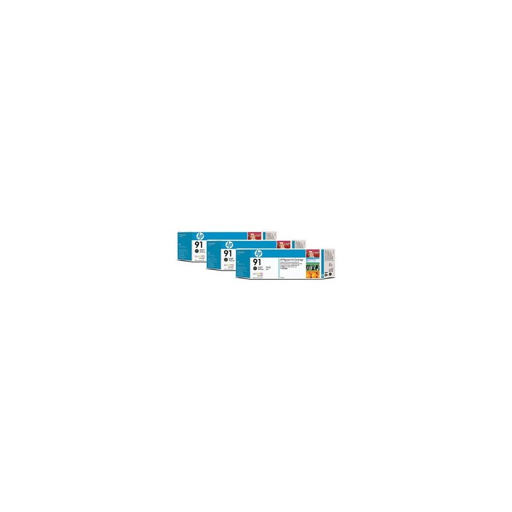HP 91 NOIR MAT - PACK DE 3 CARTOUCHES D'ENCRE HP D'ORIGINE (C9480A)