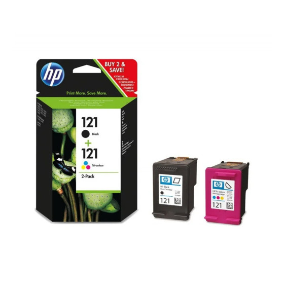HP 121 NOIR + TROIS COULEURS - CARTOUCHE D'ENCRE HP D'ORIGINE (CN637HE)