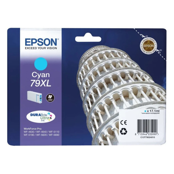 EPSON 79XL CYAN - CARTOUCHE D'ENCRE EPSON "TOUR DE PISE" D'ORIGINE (C13T79024010)