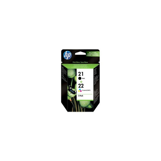 HP 21 NOIR + HP 22 TROIS COULEURS - CARTOUCHES D'ENCRE HP D'ORIGINE (SD367AE)