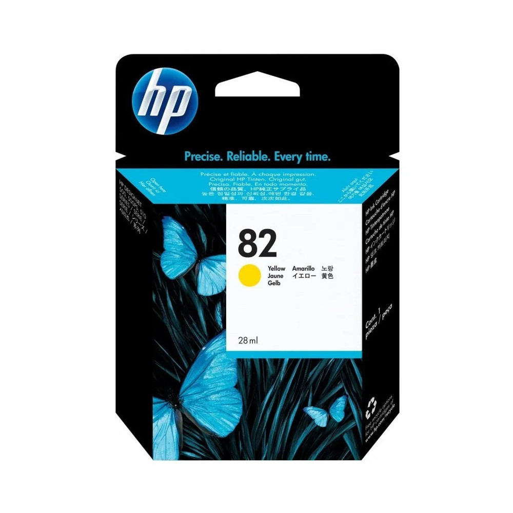 HP 82 JAUNE - CARTOUCHE D'ENCRE HP D'ORIGINE (CH568A)