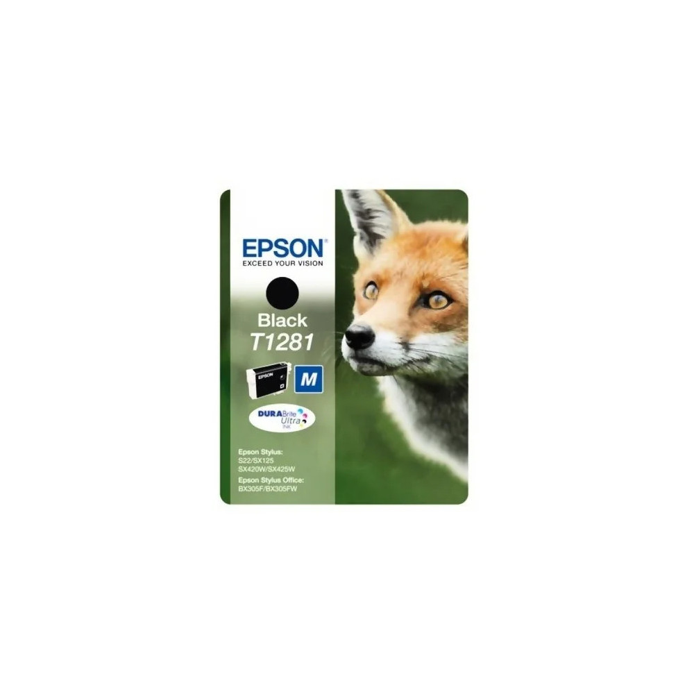 CARTOUCHE D'ENCRE EPSON NOIR T1281 RENARD DURABRITE ULTRA INK (C13T12814011)