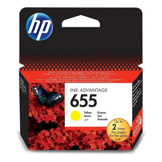 HP 655 JAUNE - CARTOUCHE D'ENCRE HP D'ORIGINE (CZ112AE)