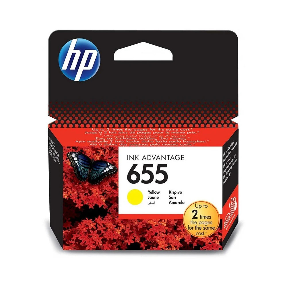 HP 655 JAUNE - CARTOUCHE D'ENCRE HP D'ORIGINE (CZ112AE)