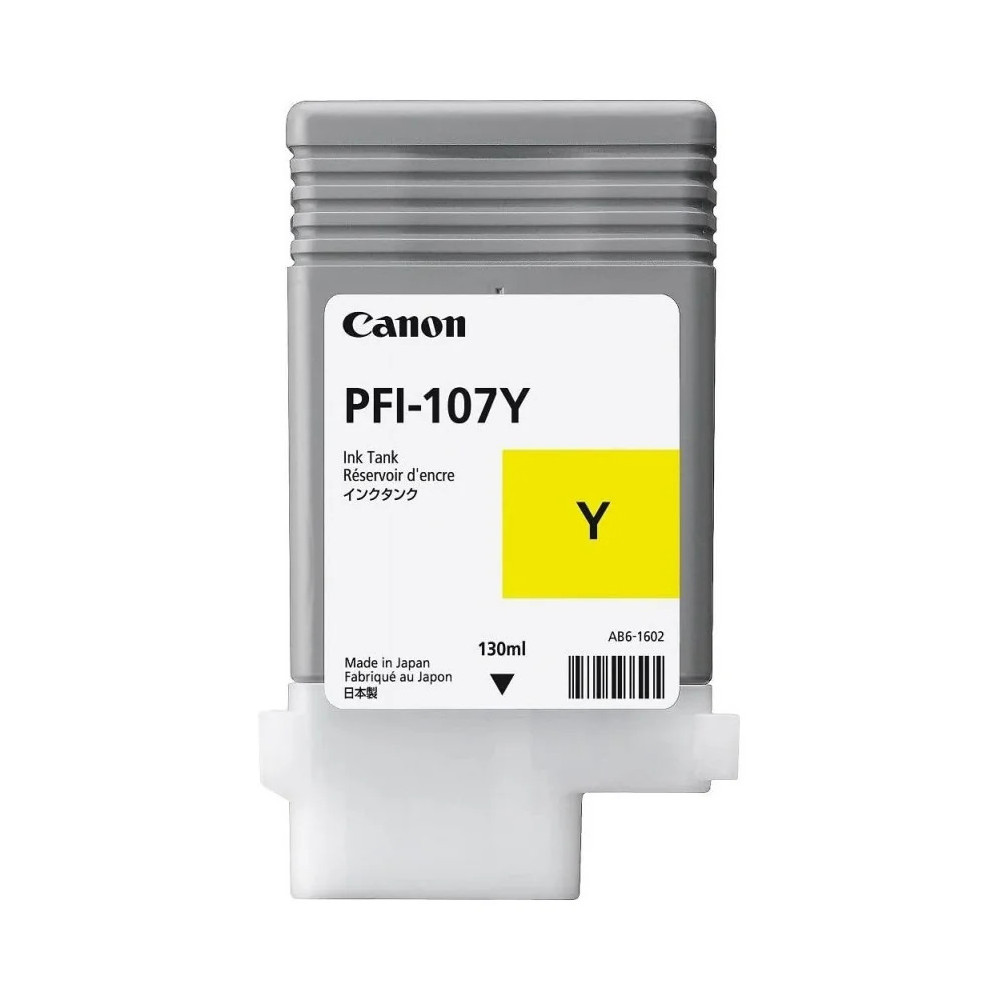 CANON PFI-107Y JAUNE 130 ML - BOUTEILLE D'ENCRE CANON D'ORIGINE (6708B001AA)