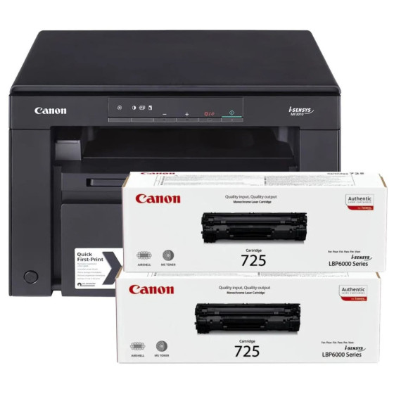 Imprimante A4 Multifonction Laser Monochrome Canon i-SENSYS MF3010 +2 Toner 725 (5252B034AA)