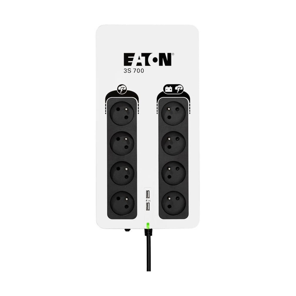ONDULEUR OFF-LINE UPS EATON 3S GÉN2 - 420 W / 700 VA - 8 PRISES FR + 2 USB (3S700F)