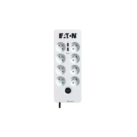 MULTIPRISE PARASURTENSEUR EATON BOÎTIER DE PROTECTION PB8TUF 8 PRISES AVEC 2 PORTES DE TÉLÉPHONE