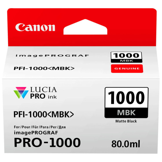 CANON PFI-1000MBK NOIRE MATE - CARTOUCHE D'ENCRE CANON D'ORIGINE (0545C001AA)