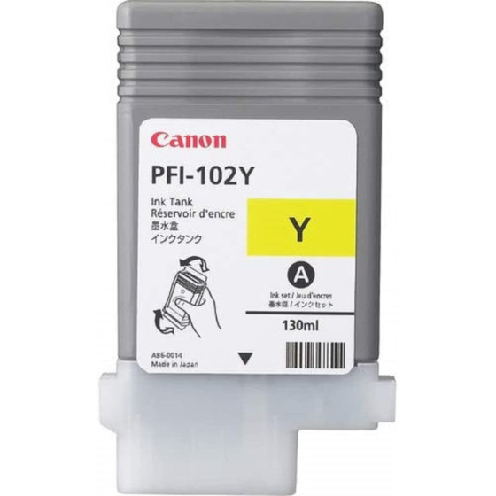 CANON PFI-102 JAUNE - CARTOUCHE D'ENCRE CANON D'ORIGINE (0898B001AA)