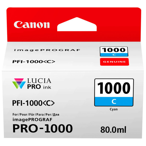 CANON PFI-1000C CYAN - CARTOUCHE D'ENCRE CANON D'ORIGINE (0547C001AA)