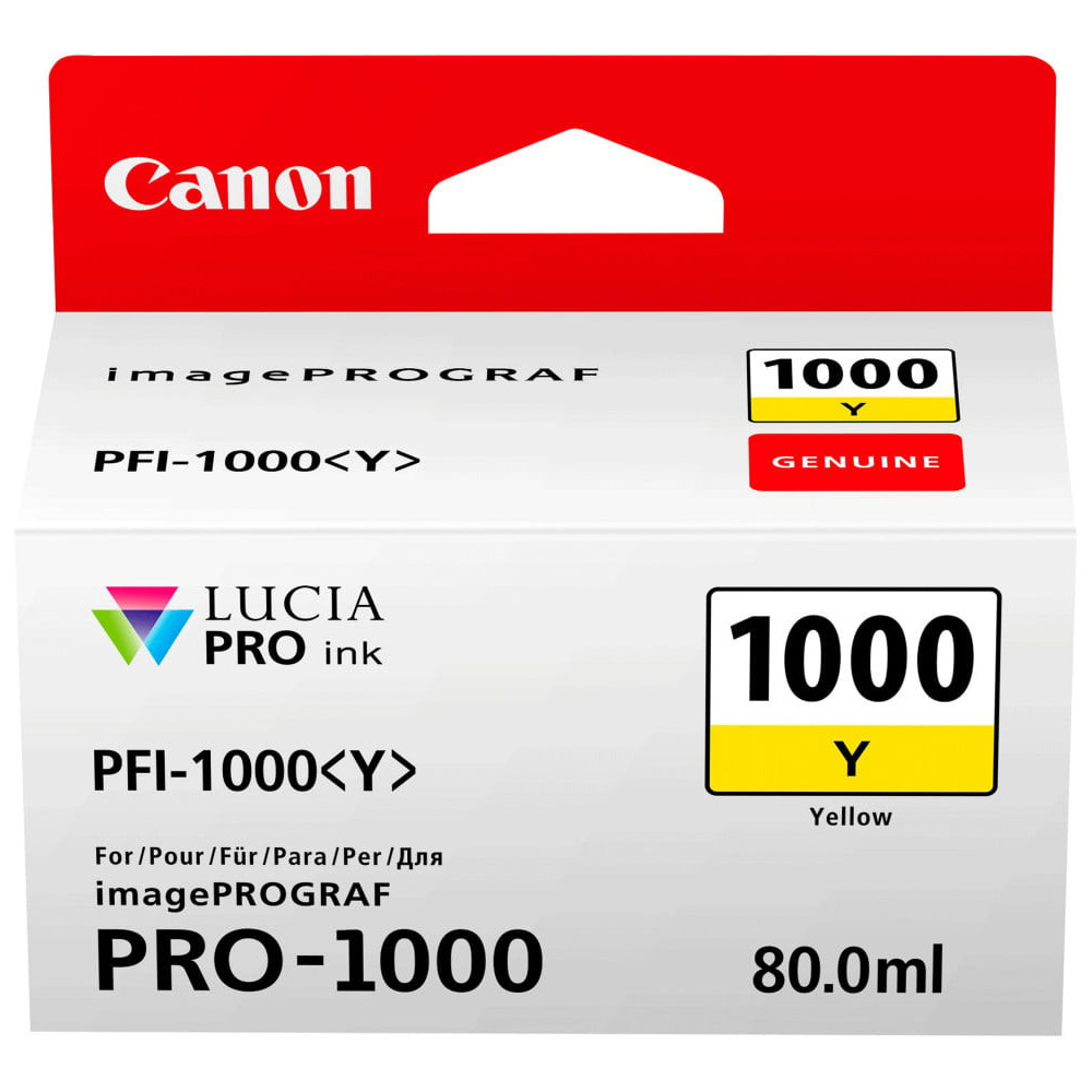 CANON PFI-1000Y JAUNE - CARTOUCHE D'ENCRE CANON D'ORIGINE (0549C001AA)