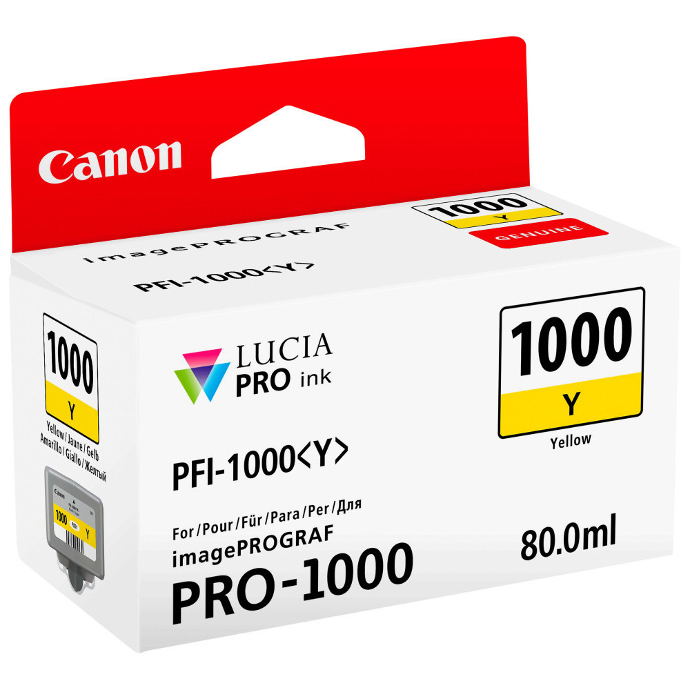 CANON PFI-1000Y JAUNE - CARTOUCHE D'ENCRE CANON D'ORIGINE (0549C001AA)