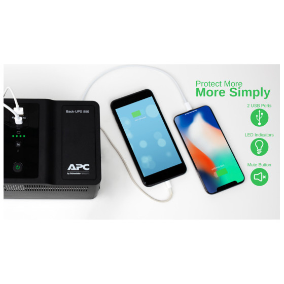 Onduleur Off-line APC BE850G2-GR - 520 W / 850 VA - 8 prises FR + USB