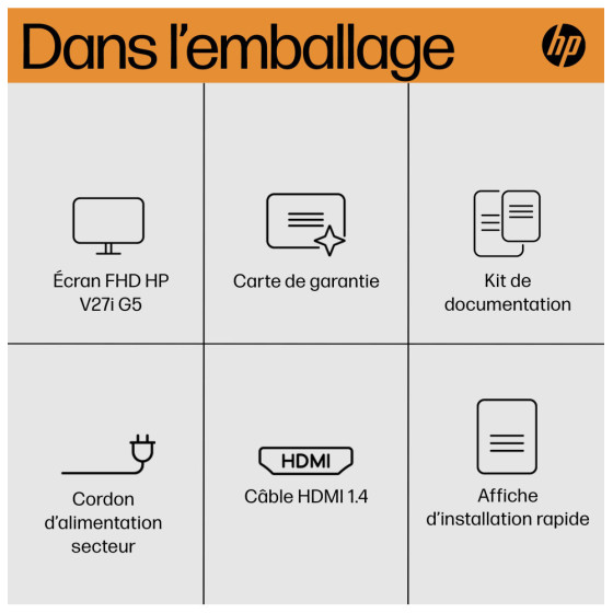  HP ÉCRAN FHD V27I G5 ÉCRAN FHD HP V27I G5  (65P64AA)