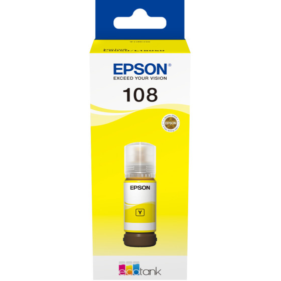  EPSON 108 JAUNE - BOUTEILLE D'ENCRE EPSON ECOTANK D'ORIGINE (C13T09C44A)