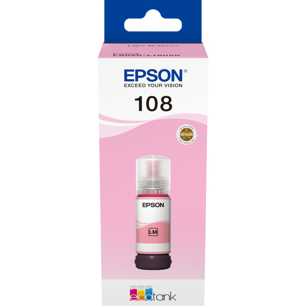  EPSON 108 MAGENTA CLAIR - BOUTEILLE D'ENCRE EPSON ECOTANK D'ORIGINE (C13T09C64A)