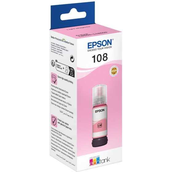  EPSON 108 MAGENTA CLAIR - BOUTEILLE D'ENCRE EPSON ECOTANK D'ORIGINE (C13T09C64A)