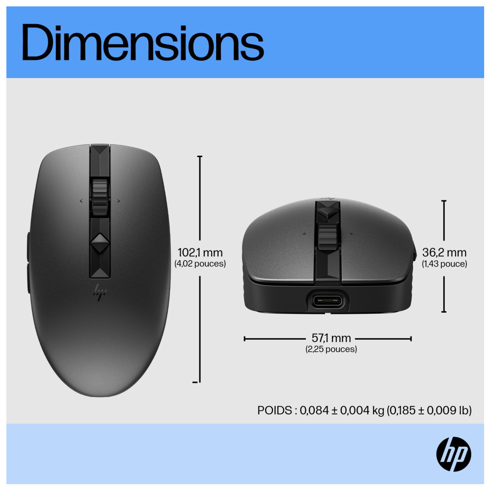  HP Souris silencieuse rechargeable 710 Souris silencieuse rechargeable HP 710  (6E6F2AA)