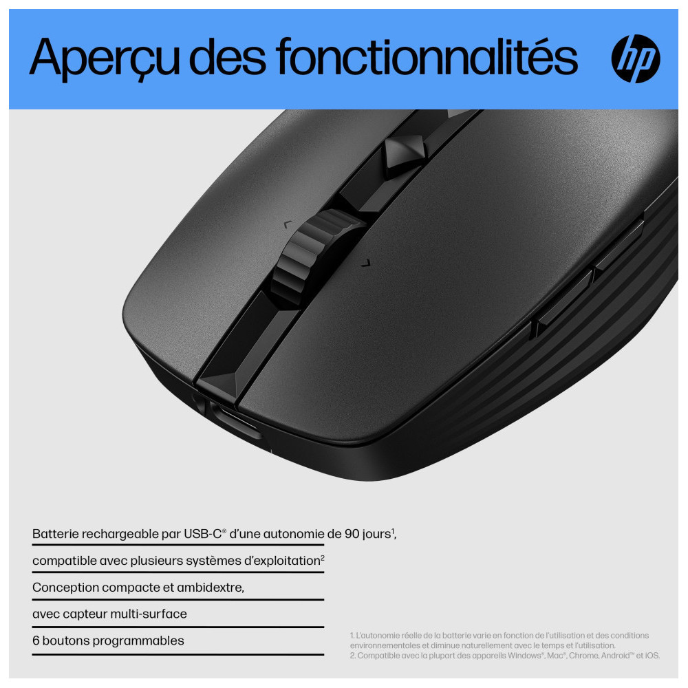  HP Souris silencieuse rechargeable 710 Souris silencieuse rechargeable HP 710  (6E6F2AA)