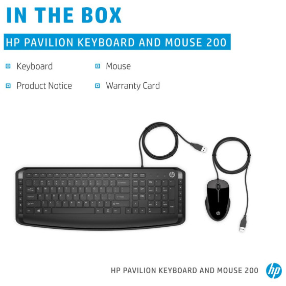  Clavier et souris filaires HP 200 AZERTY (9DF28AA)