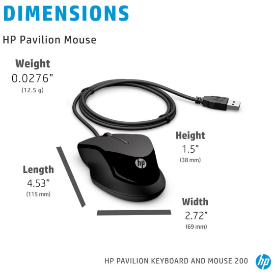  Clavier et souris filaires HP 200 AZERTY (9DF28AA)