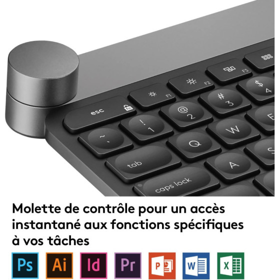  Clavier Bluetooth Multidispositif Logitech Craft - Français (AZERTY) (920-008497)