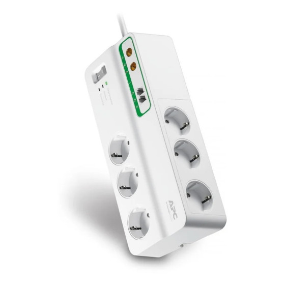 BLOC PARAFOUDRE 6 PRISES 230V APC ESSENTIAL SURGEARREST AVEC 2 X RJ11 ET 2 X COAXIAL (PMH63VT-FR
)