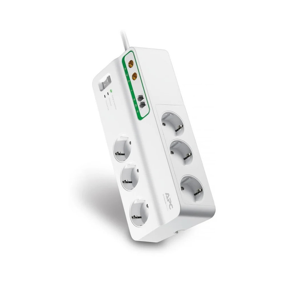 BLOC PARAFOUDRE 6 PRISES 230V APC ESSENTIAL SURGEARREST AVEC 2 X RJ11 ET 2 X COAXIAL (PMH63VT-FR
)