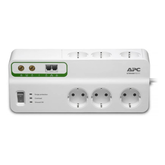 BLOC PARAFOUDRE 6 PRISES 230V APC ESSENTIAL SURGEARREST AVEC 2 X RJ11 ET 2 X COAXIAL (PMH63VT-FR
)