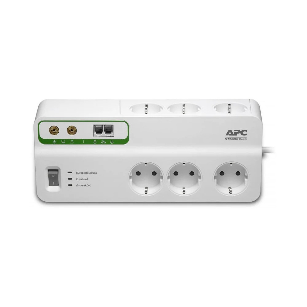 BLOC PARAFOUDRE 6 PRISES 230V APC ESSENTIAL SURGEARREST AVEC 2 X RJ11 ET 2 X COAXIAL (PMH63VT-FR
)