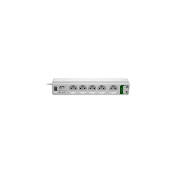 BLOC PARAFOUDRE APC 5 PRISES FRANCE 230V AVEC 2 PORTS DE CHARGEMENT USB (PM5U-FR)