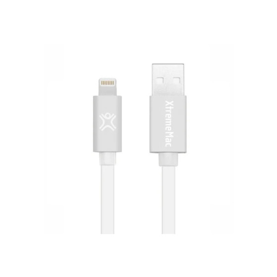 CÂBLE LIGHTNING XTREMEMAC À LED PLAT - 1,2 M BLANC / ARGENT (XCL-FLD-83)