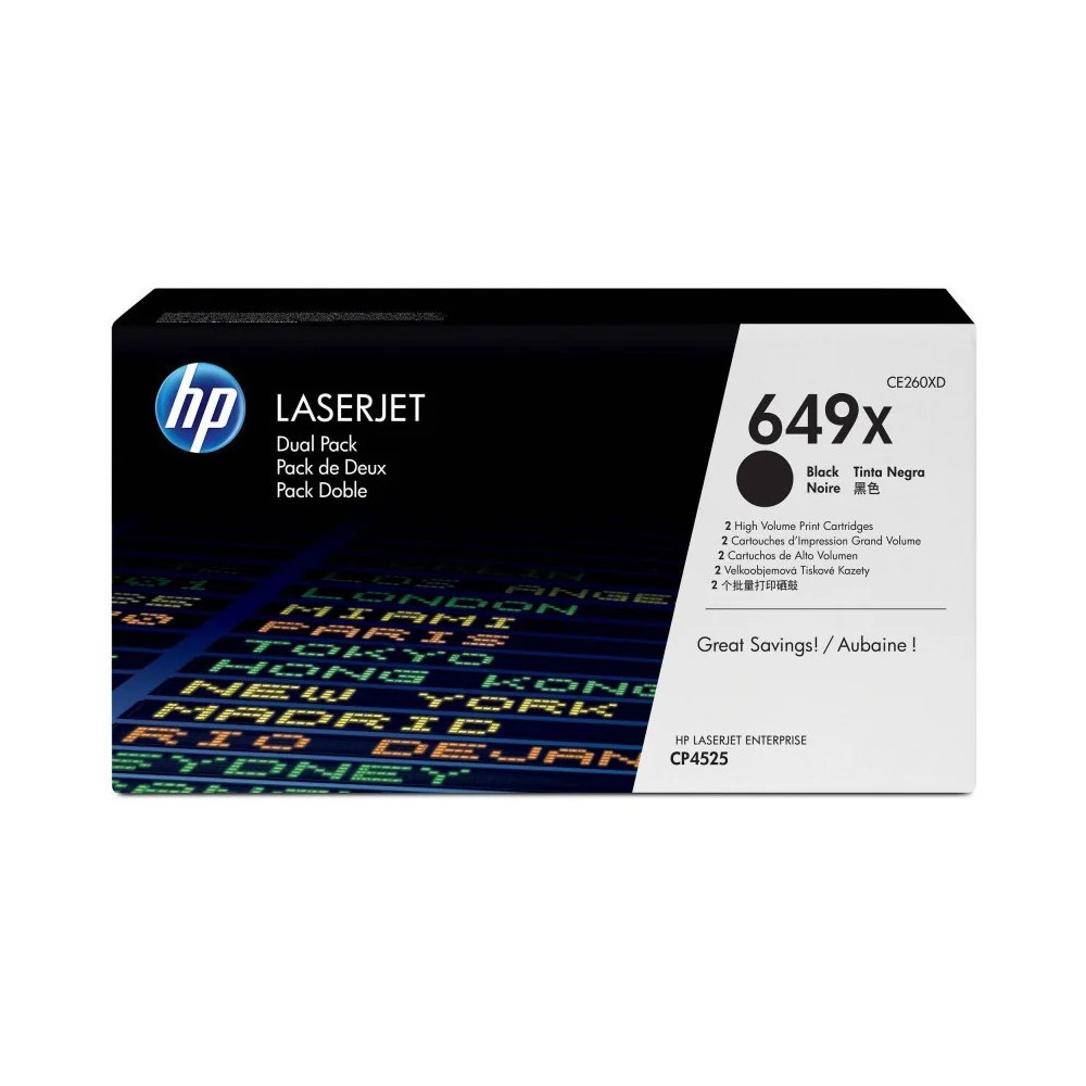 HP 649X NOIR (CE260XD) - PACK DE 2 TONERS GRANDE CAPACITÉ HP LASERJET D'ORIGINE