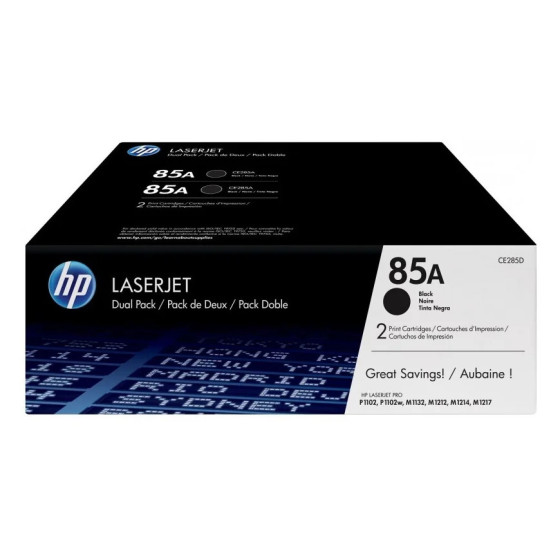 HP 85A NOIR (CE285AD) - PACK DE 2 TONERS HP LASERJET D'ORIGINE