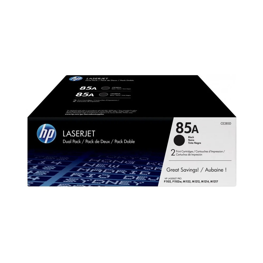 HP 85A NOIR (CE285AD) - PACK DE 2 TONERS HP LASERJET D'ORIGINE